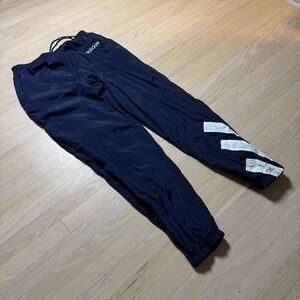 Adidas Vintage Navy Blue Nylon Track Pants Mens Medium Oversized Stripe Joggers